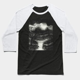 Winter Mountain River Falls Baseball T-Shirt